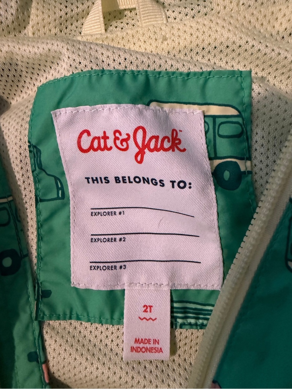 Cat & Jack - Transportation Print Full Zip Windbreaker Jacket Green 2T - Picture 2 of 10